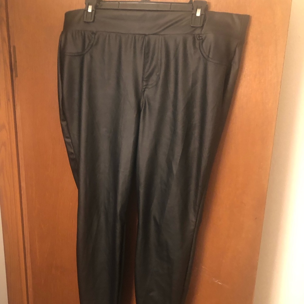 Full Length Signature Waist Faux Leather Faux Pocket Legging Sz 2X